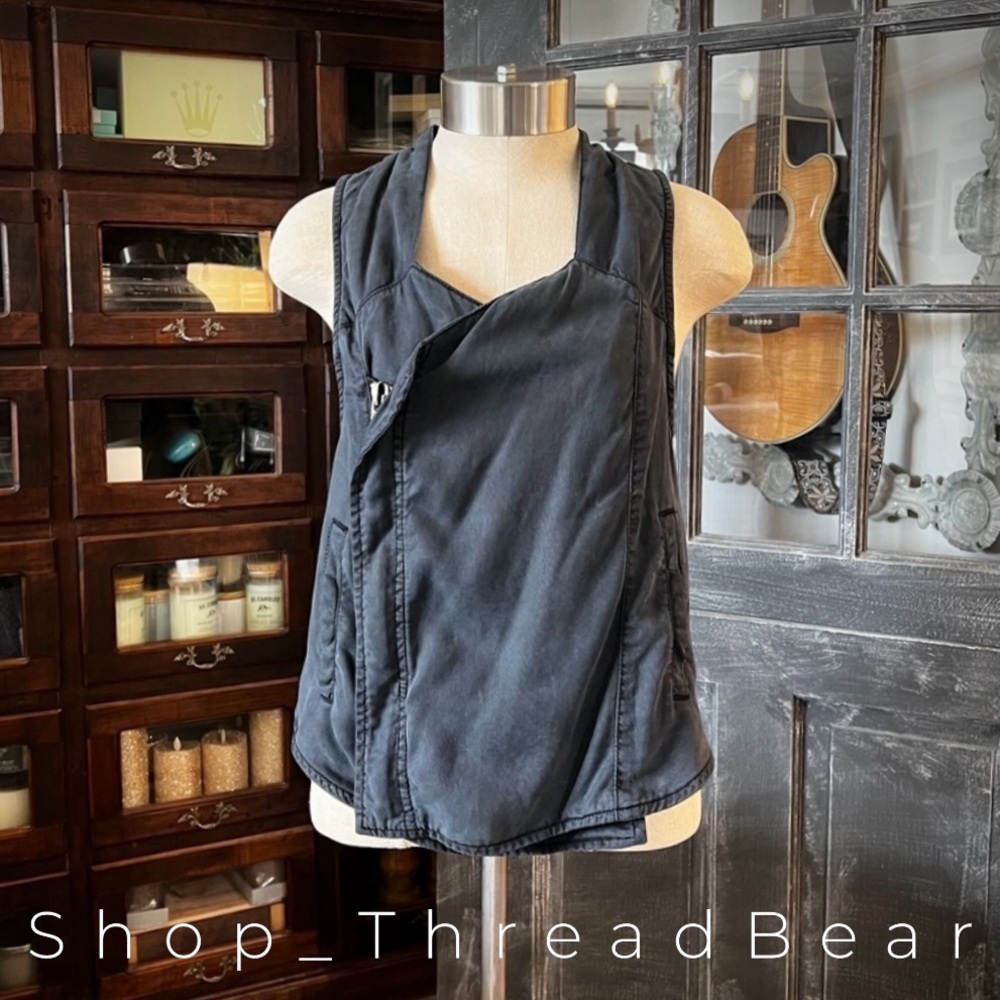 Rare! VNTG ✵☽Free People☾✵ Gray Asymmetric Zip Up Sleeveless Vest Top | XS
